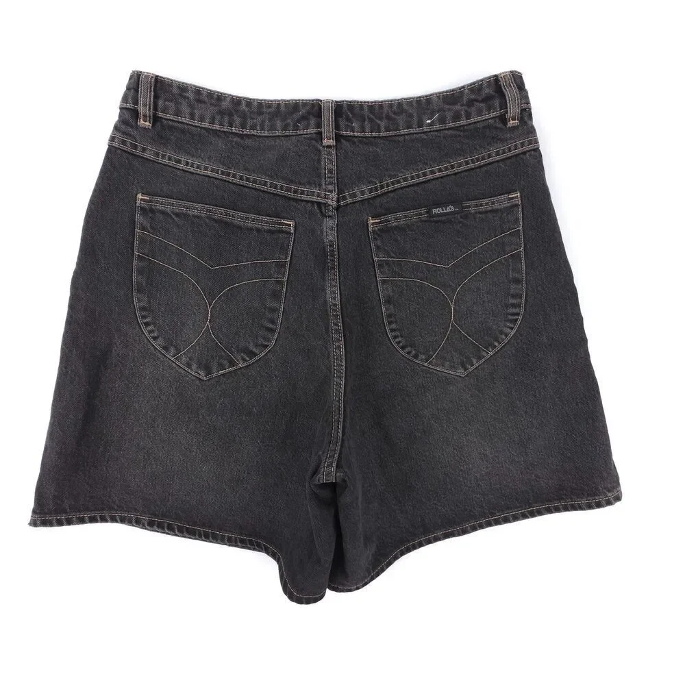 NEW Rollas Free People Super Mirage Jean Shorts Black Awkward Length Bermuda 31